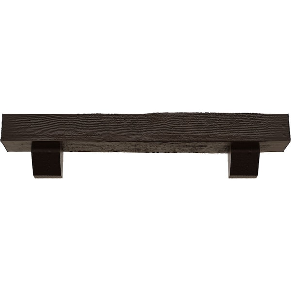 Kit W/ Ashford Corbels, NaturaL Mahogany, 4H X 6D X 36W Rough Sawn Faux Wood Fireplace ManteL